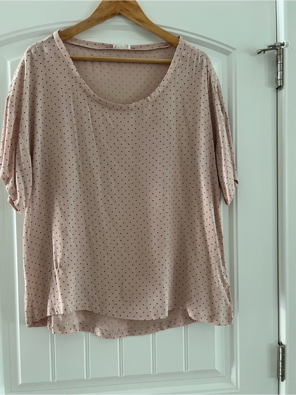 Blush Pink Polka Dot Short-Sleeve blouse